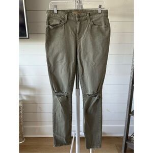 Joe's Jeans Distressed Olive Green Skinny Jeans CATDSC5968‎ Raw Hem 28